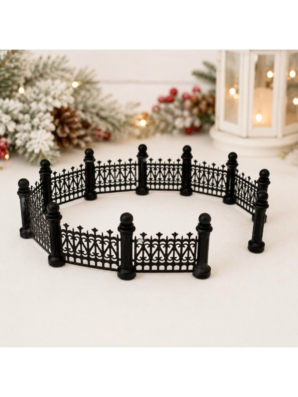 Vintage 23pc Black Ornate Metal Miniature Fence Set Mini Christmas Village